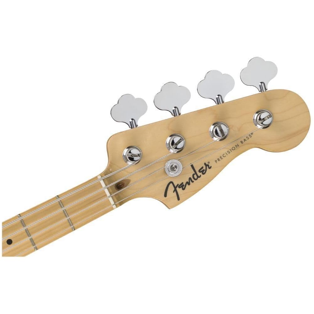 Fender Standard Precision Bass® electric bass, Maple Fingerboard, Black Pickguard, Olympic White, with soft case.