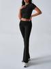 European & American Women's Slim Fit Short Sleeve Long Pants Suit - Spring/Summer 2025 Collection, Casual Solid Color.