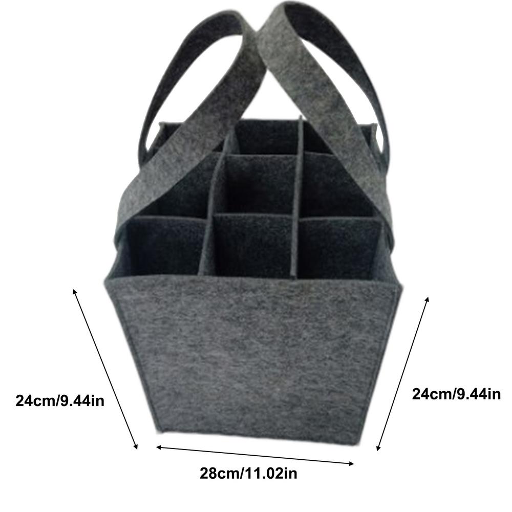 

Wine Carrier Tote Felt 9 Bottle Wine Bags Reusable Wine Bag For Travel. Picnic Byob Portable Leakproof Wine Tote Bag For Dinner темно-сірий