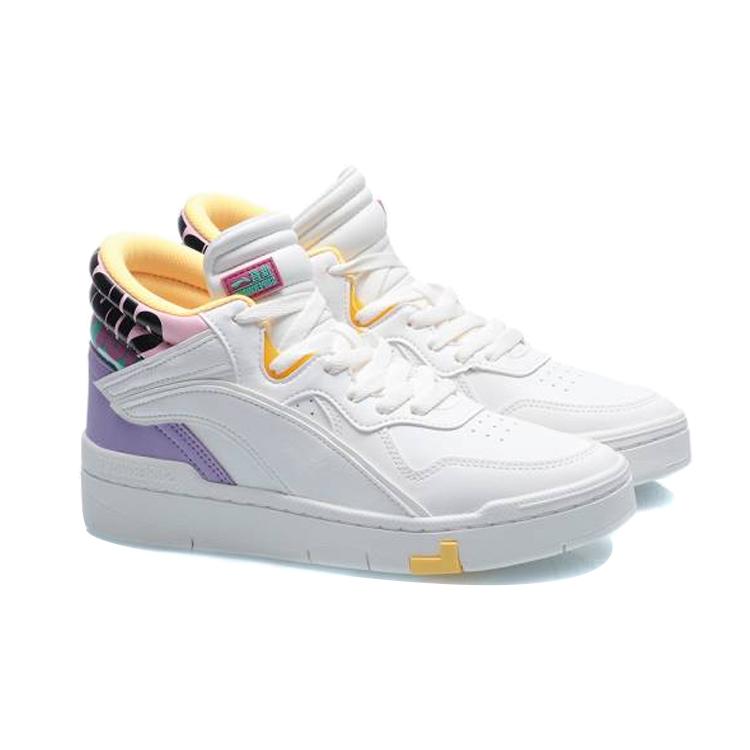 New LiNing Wave Superwave Mid Mid Top Skateboard Shoes Women's White Purple AGCQ238-3
