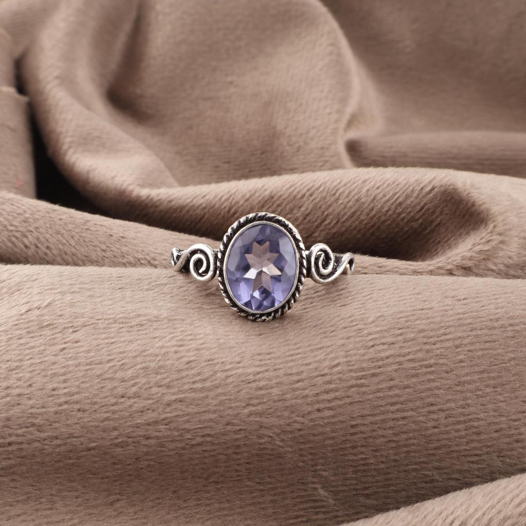 Iolite Jewelry, Handmade Gemstone Ring, 925 Solid Sterling Silver Ring Spiritual Jewelry, For Anniversary Gift