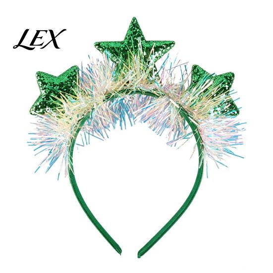 Sparkling Star Hair Band Headband with Sparkly Sequins, 3D Glitter Crown Hoop Gift for Holiday Party Christmas New Year Birthday, Decoration, Festive