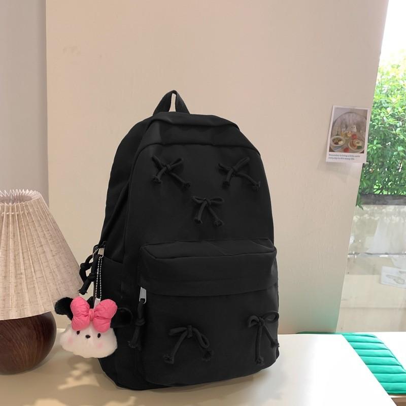 Large Capacity Girls Backpack With Butterfly Bow For School And Daily Use