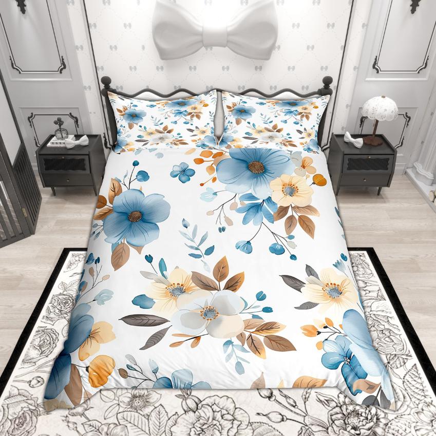 

Homewish Chic Flower Floral Duvet Cover Set for Girls Women, Spring Garden Bedding Set, Botanical Blossoms Bedroom Set DE XS 100x135cm 2pcs&set