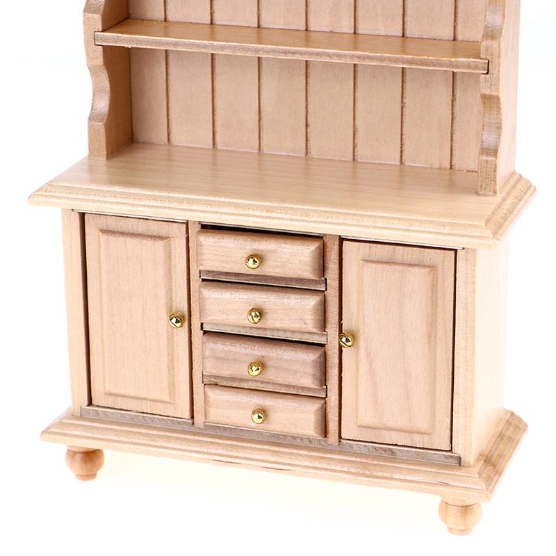 1:12 Dollhouse Miniature Wood Display Cupboard Shelf Cabinet Decoration Painted