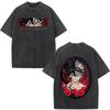 Washed Anime Black Clover Logo Graphic Print T-shirt Harajuku Summer Fashion Casual Cotton Oversized T-shirts Tops Streetwear