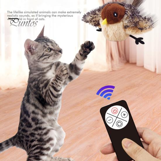 Nabíjecí hračka pro kočku s chvějícím se ptákem Dobíjecí interaktivní plyšový pták s dálkovým ovládáním Automatické mávání a cvrlikání Hračka pro kočky s kočkou pro domácí kočky
