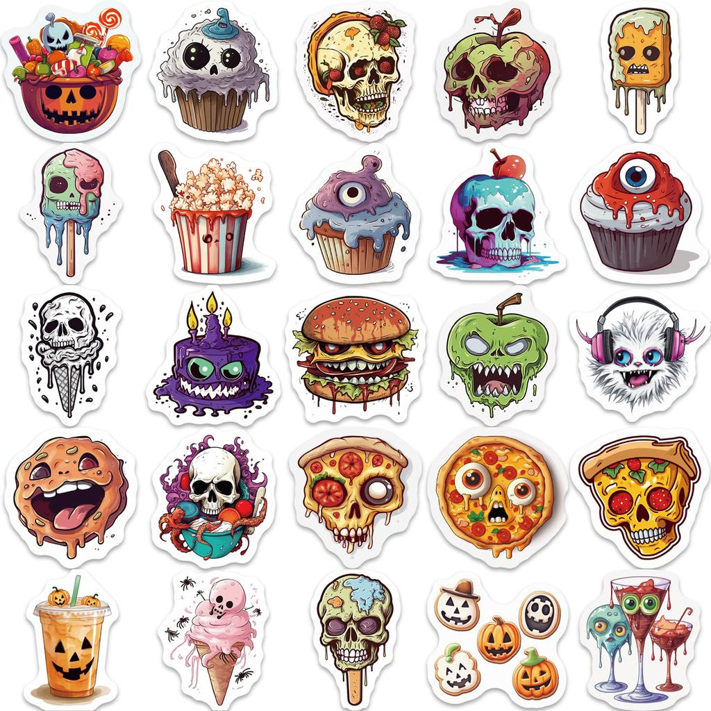 50 Cartoon Halloween Food Graffiti Stickers Personalized Decorative Guitar Notebook Suitcase DIY Waterproof