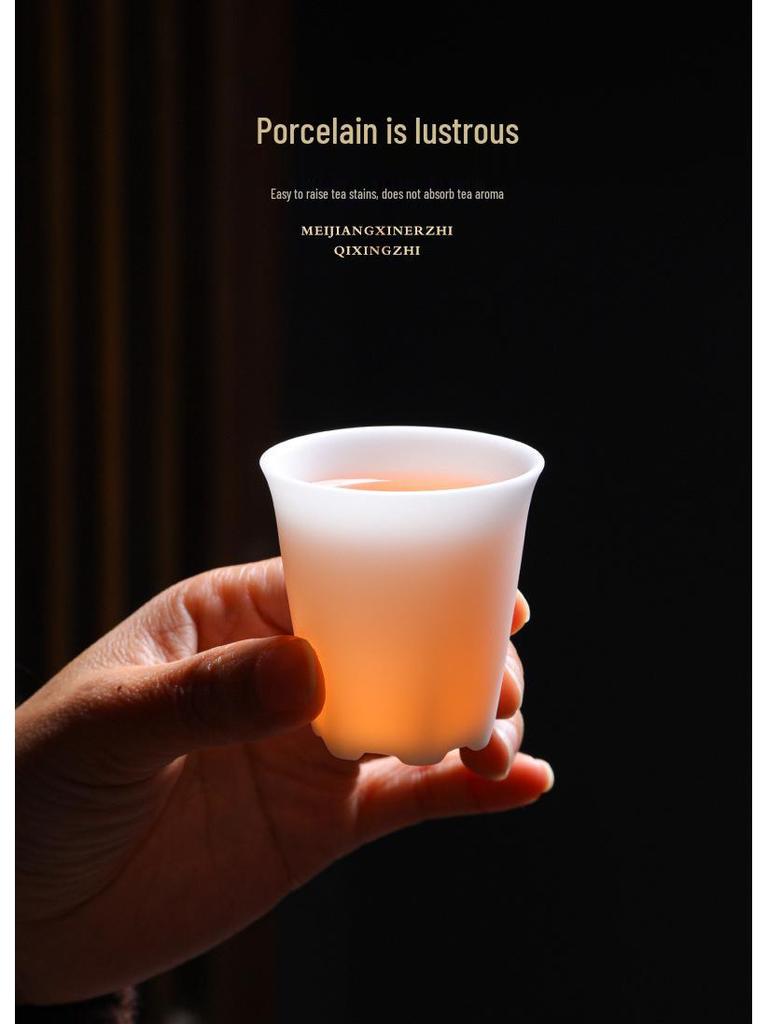 Icy Jade Porcelain Kung Fu Tea Set: Luxurious Mutton Fat White Gift for Office & Home