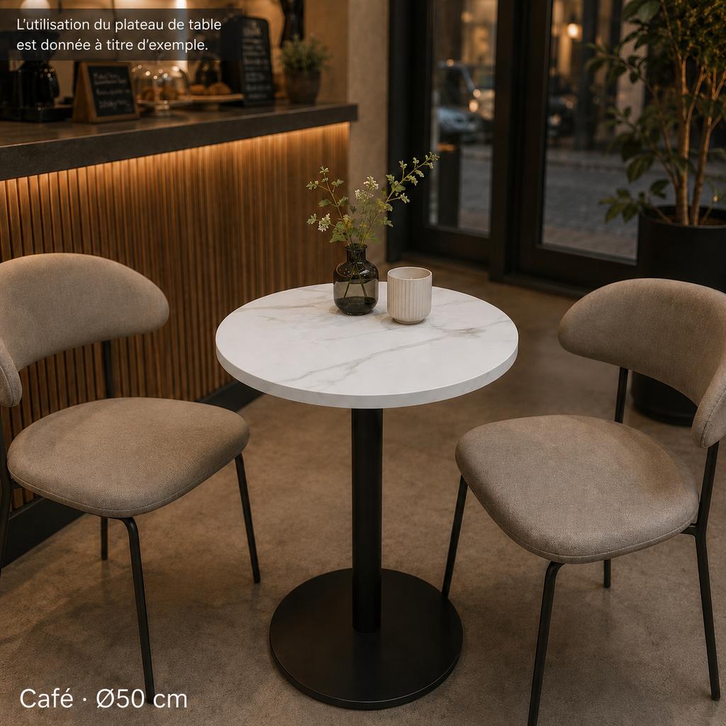 Elegant round table top in white marble look, 2 sizes diameter 70 cm & diameter 50 cm, durable melamine surface