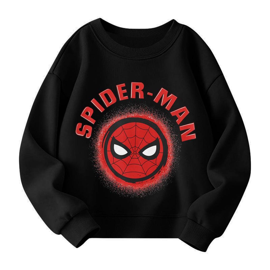 Boys and Girls Round Neck Plus Velvet Pullover Printed Top Sweatshirt