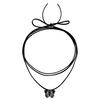 Personalized Korean velvet rope swimming black butterfly pendant necklace, simple pull-out adjustable necklace
