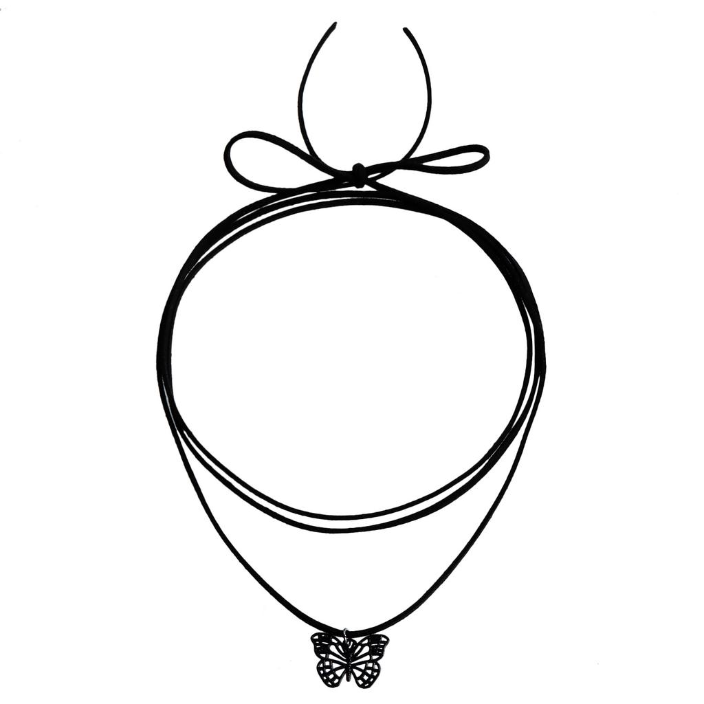 Personalized Korean velvet rope swimming black butterfly pendant necklace, simple pull-out adjustable necklace