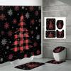 4PCS  Shower Curtain Sets With Shower Curtain And Rugs Toilet Lid Rug U Shape Mat And Bath Mat Bathroom Set  With 12 Hooks