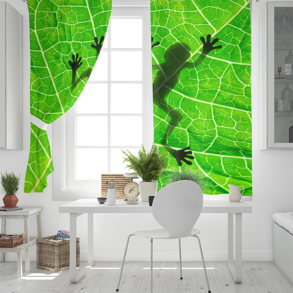 Frog Shadow Leaf Plant Natural  Window Curtains Curtains for Living Room Decorative Items Living Room