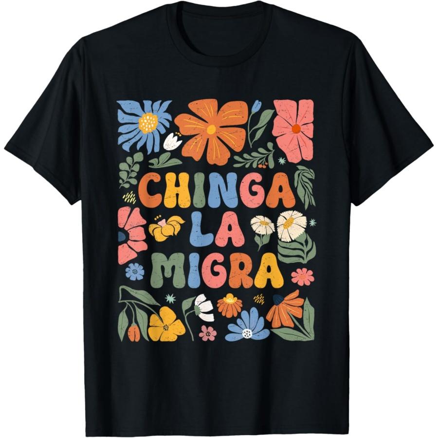 Floral Chinga La Migra Anti Ice Vintage Abolish Ice T-Shirt S