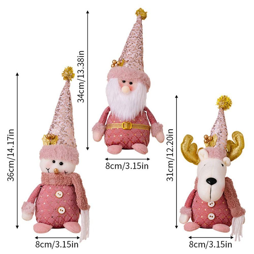 Pink Santa Claus Doll Decor Handmade Merry Christmas Decorations New Year Gifts