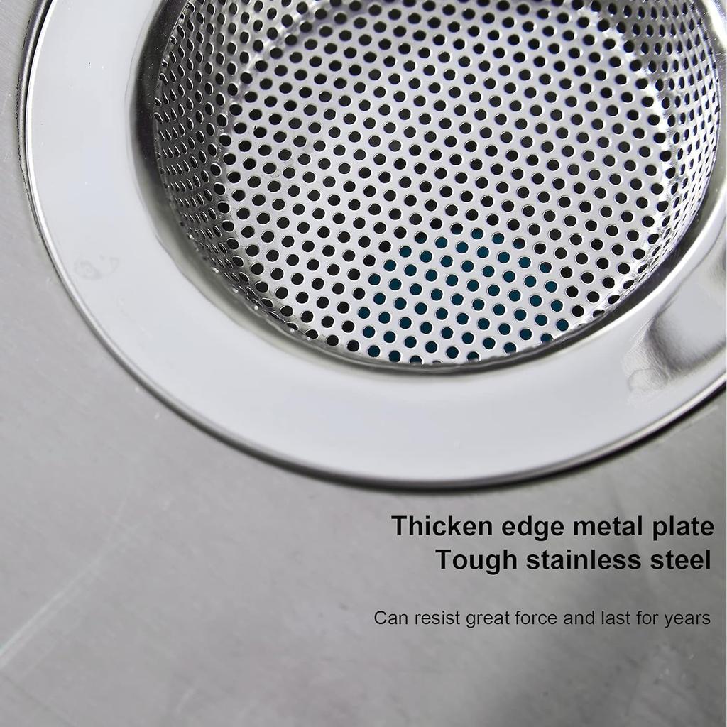 LASSHSWA 2 Pcs Kitchen Sink Strainer Stainless Steel, Mesh and Punching, Kitchen Sink Drain Strainer, Sink Strainers with Large Wide Rim 4.5"