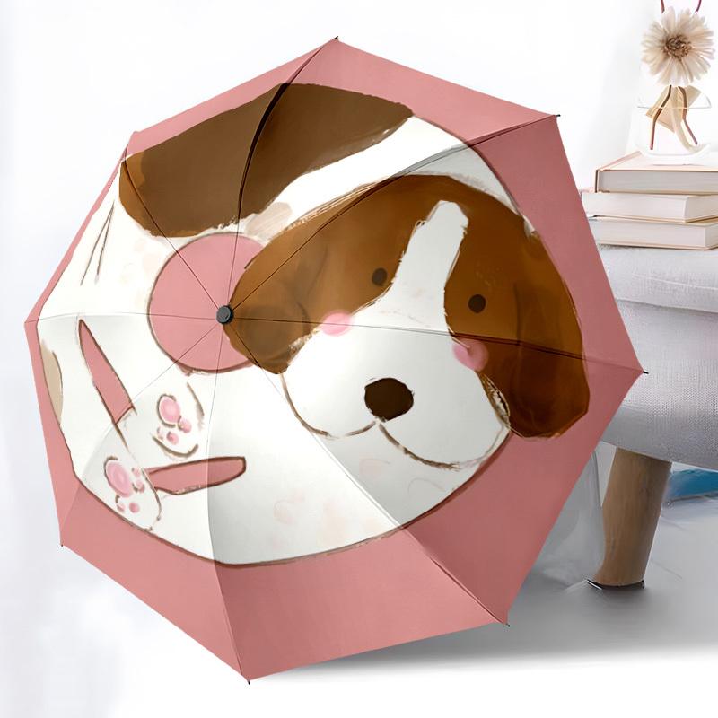 1 Stück Hundekuchen Mode Automatisches Öffnen/Schließen Faltbarer Regenschirm mit 8 Streben, Winddicht Tragbar, Tägliche Nutzung124