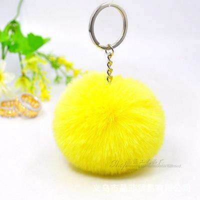 8CM Fluffy Rabbit Fur Ball Key Chain Cute Candy Colors Pompom Artificial Rabbit Fur Keychain Women Car Bag Key Ring