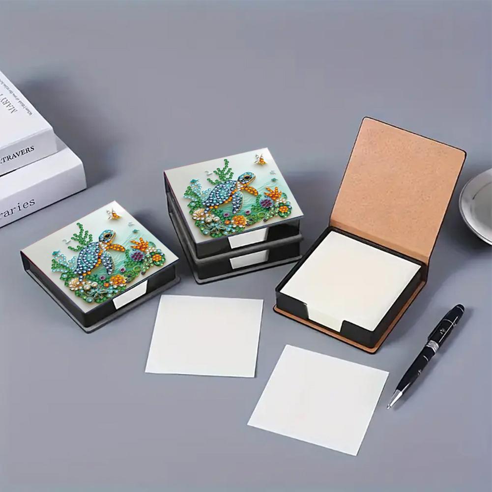 DIY Rhinestones PU Gem Art Sticky Note Holder with 160 Sheets Paper Diamond Art Note Box Mosaic Kit for Desktop Decoration