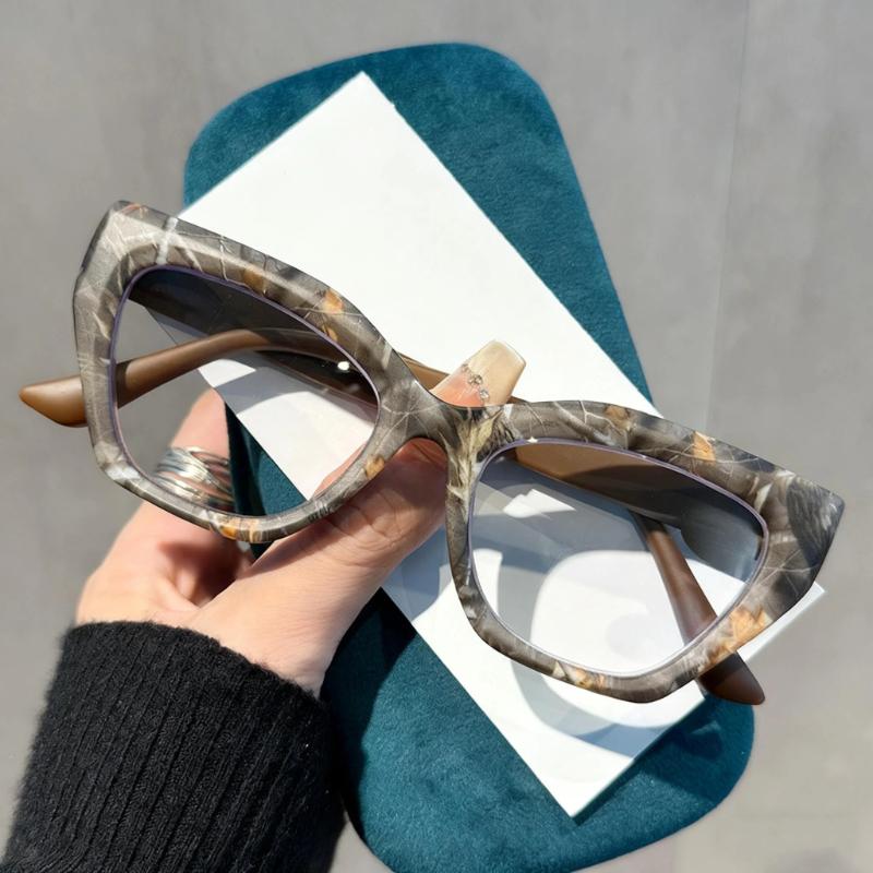 

Женские очки для чтения в стиле INS, большие кошачий глаз, блокирующие синий свет, модные с цветочной отделкой, пружинные, для пресбиопии +2 коричневый