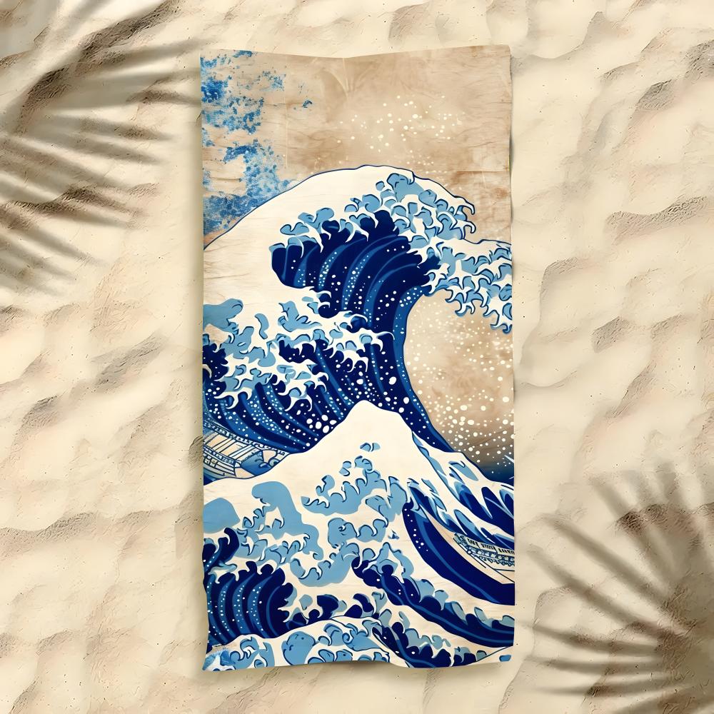 Arte La Grande Onda di Kanagawa Asciugamano Poliestere Asciugamano da Spiaggia Asciugatura Rapida Senza Sabbia Asciugamano da Bagno per Estate Piscina Viaggio Vacanza
