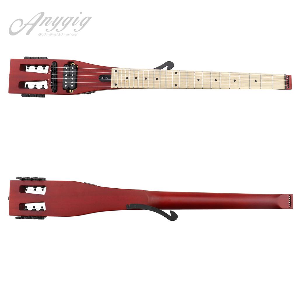 Anygig Portable Travel Electric Guitar, 82cm, 1.6kg, Brown, Sapele 25.5 Full-Scale, Right-Handed, with Gig Bag