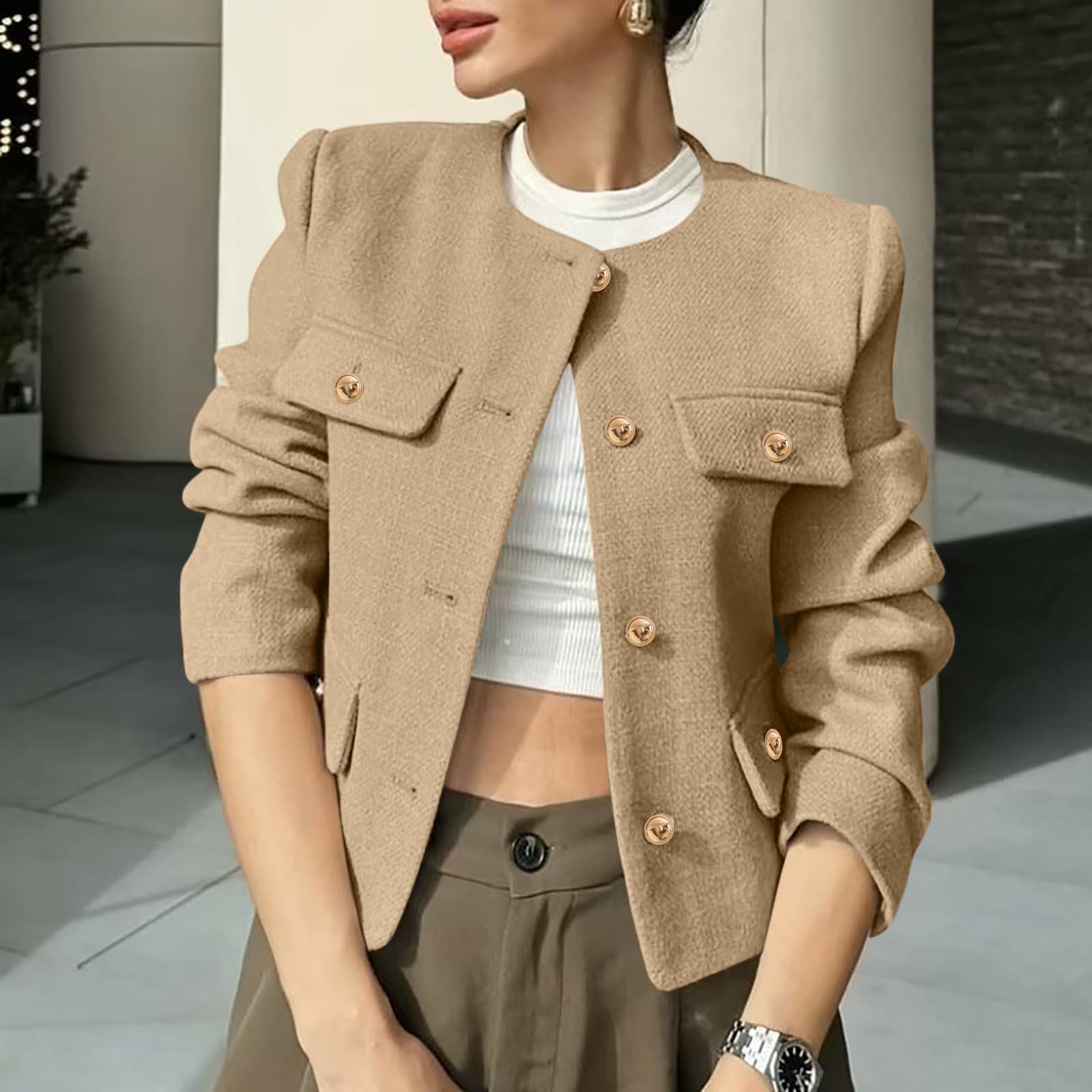 

Women s Faux Suede Button Jacket Oversized Gathered Hem Short Length Coat Casual Vintage Outerwear With Pockets L