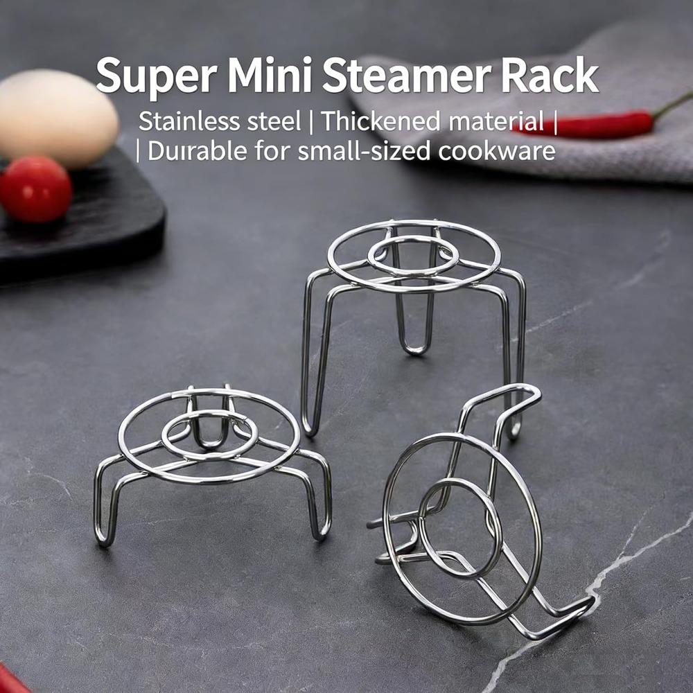 Ultra Mini Steaming Rack 2PCS Different Heights, Egg Steaming Rack Mini Stainless Steel Height Small Leg Rack, Small Cup Pot Holder