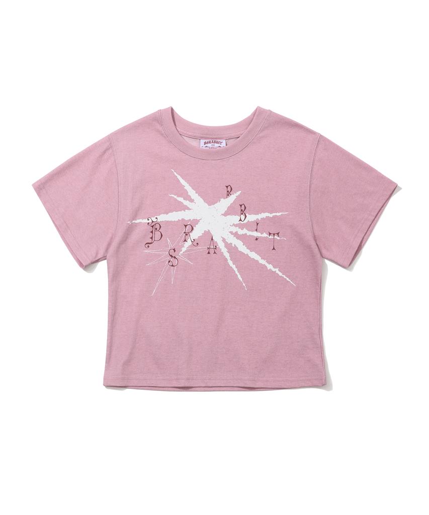 Bieseulaebis Starburst Logo Women'S Semi-Crop Short Sleeve T-Shirt Pink