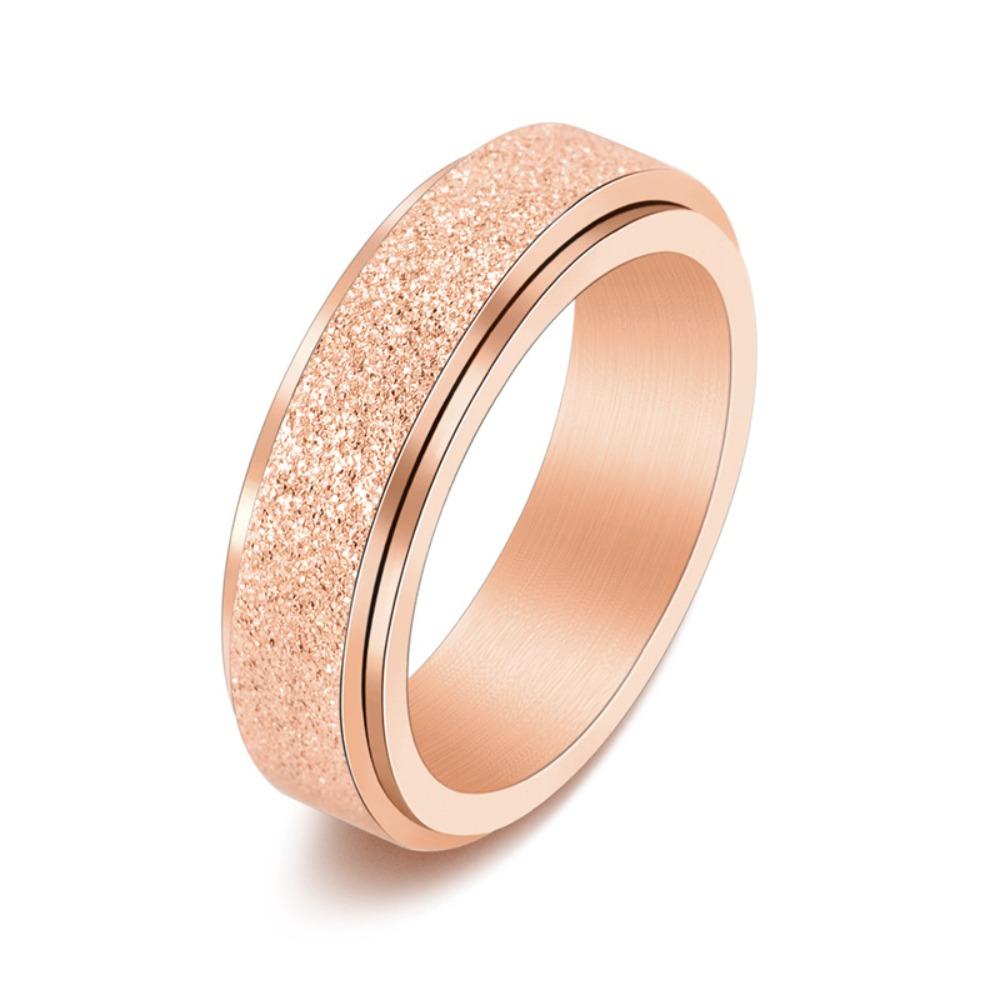 Unisex Titanium Steel Rotatable Matte Ring Stylish Couple Jewelry Fashion Accessory
