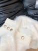 White Imitation Mink Fleece Sweater Jacket for Women's Autumn and Winter New Fluffy Top, Loose Lazy Wind Knitted Cardigan