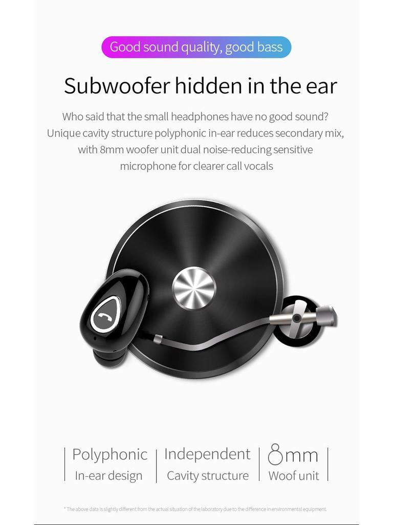 YX01 Mini Wireless Bluetooth Earphones with Charging Case - Single In-Ear Design, Stereo Sound.