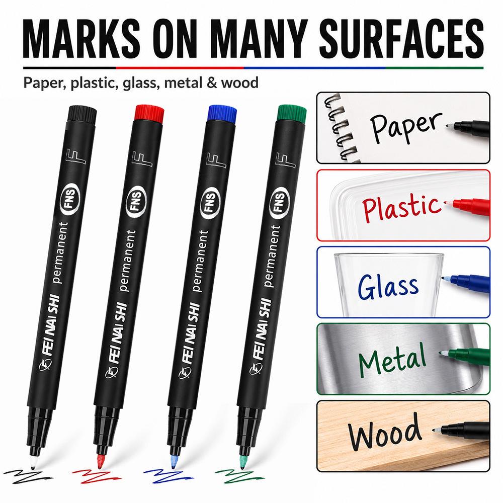 Waterproof 1.0mm Fine Tip Marker Pen for Colorful Quick-Drying Surface Labeling