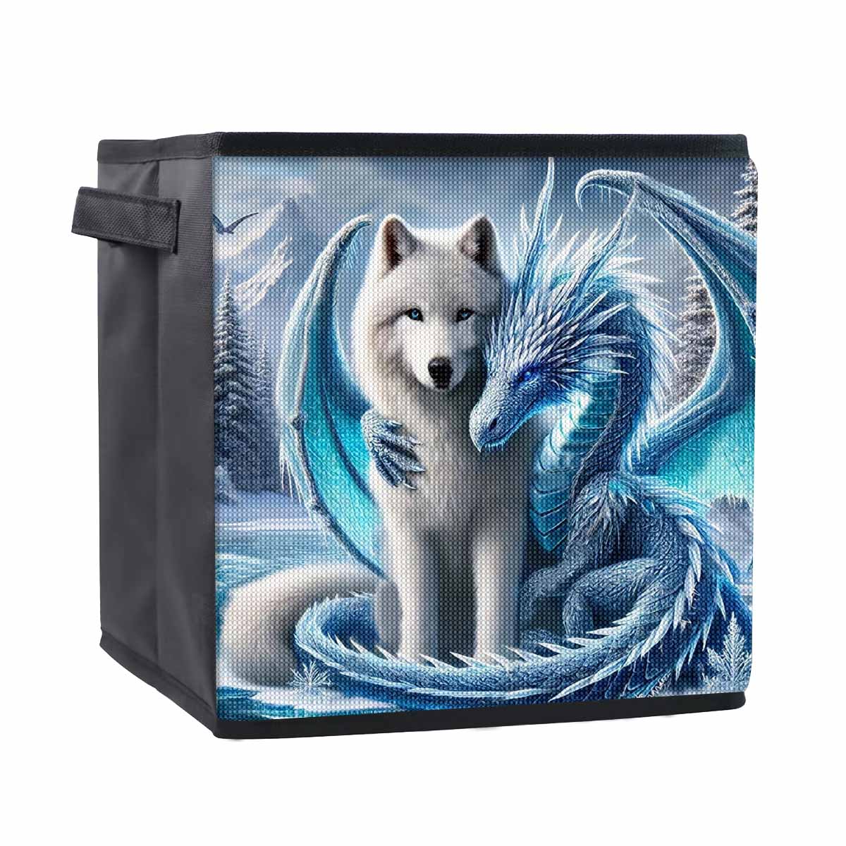 

The Fox and The Dragon 5D Diamond Painting Storage Basket Full Round Drill Mosaic Diamond Embroidery Cross Stitch Kits Home Decor Home Decor 25cmx25cm