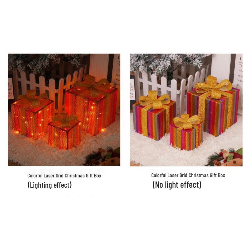 Cross-Border Christmas Luminous Gift Box Set: Outdoor Decorative Lights for Courtyard & Mall Display