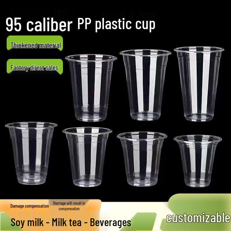 Jin Xin Huan 95 Kaliber Transparenter PP-Becher für Milchtee & Joghurt mit Deckel, Verdickt für Kaffee.