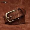 Personalized Embossed Belt Men's Thickened and Extra Thick Genuine Cattlehide Leather Surface Retro Washed Distressed Casual Brass Buckle Belt