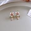 K real gold electroplated silver needle zircon dripping oil flower earrings holiday style fresh stud earrings temperament earrings design sense