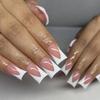 Duckbill White French Fan-Shaped Fake Nails - 24 Nail Art Pieces