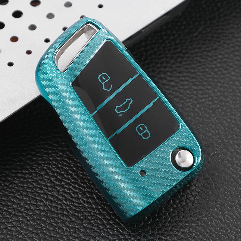 TPU Carbon Fiber Car Key Case Cover for VW Volkswagen Golf 7 MK7 Tiguan MK2 for SEAT Ateca Leon FR 2 Ibiza for Skoda Octavia A7