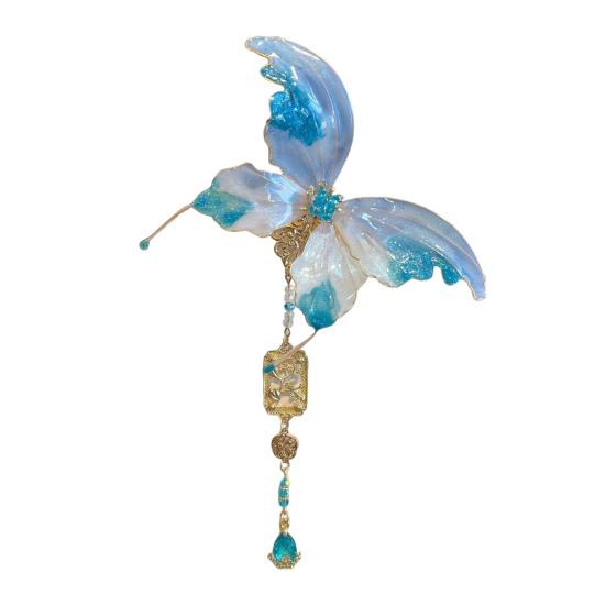 Women Hair Clip Shiny Butterflies Decor Hair Piece Hair Styling Pin Metal Rhinestone Tool Hair