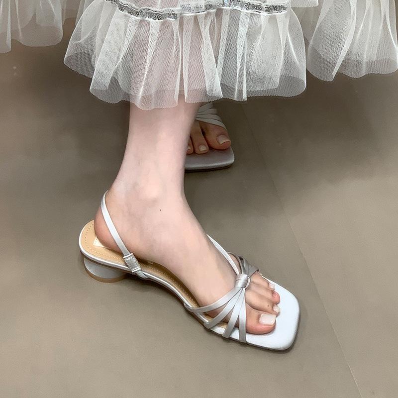 Coarse heel design sense niche slippers women's 2025 summer new Mary Jane cross-strap sandals