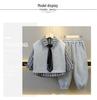 Jungen 2025 Herbst Preppy 3-teiliges Set: Stilvolles Hemd, Weste und Sportbekleidung