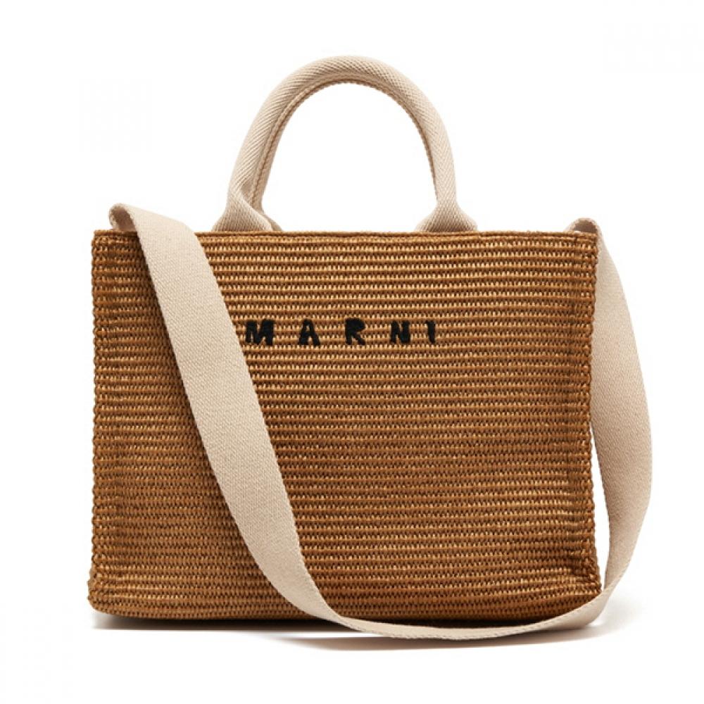 Marni Shmp0077u0 P3860 Z0r42 East West Raffia Small Top Handle Tote