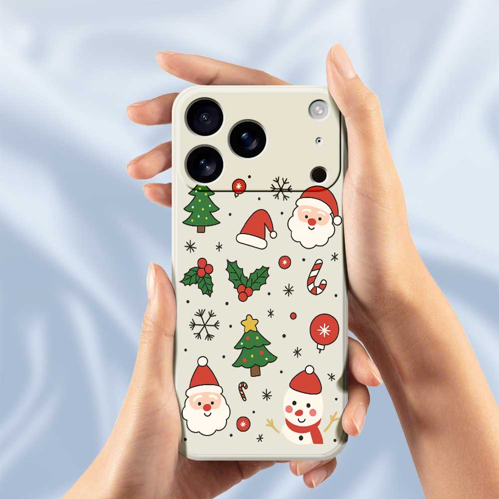 For iPhone 17 Pro Max Case Christmas Theme Pattern Printing Straight Edge TPU Phone Back Cover