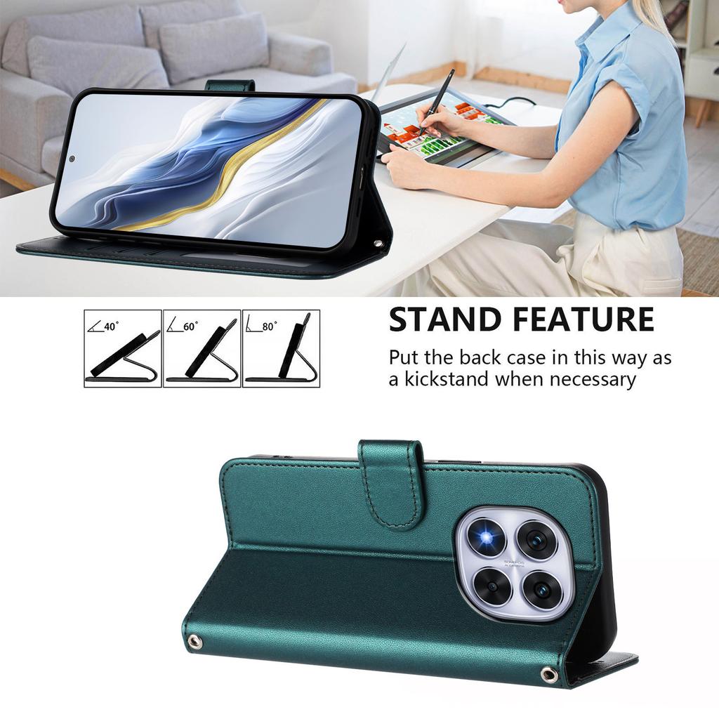 For Xiaomi Redmi Note 14 Pro 4G Leather Case Wallet Stand Phone Cover with Wrist Strap