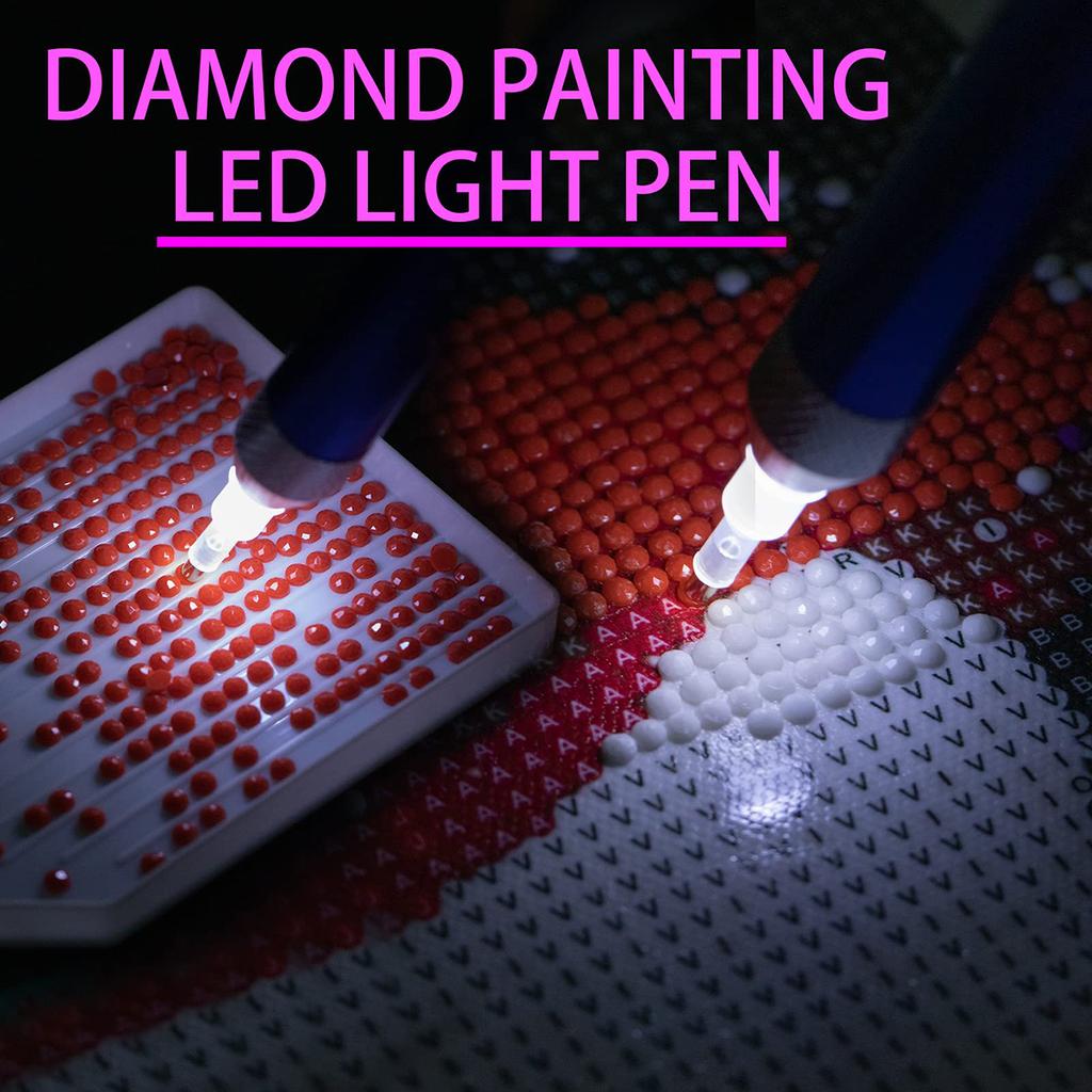 2pcs/Set 5D Diamond Painting Lighting Point Drill Pen Square/Round Drill DIY Portable Diamond Painting Drawing Tool