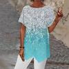 Loose Casual T Shirt Women Irregular V Neck Printing Short Sleeved Blouse Long Sleeved Spring Autumn Top